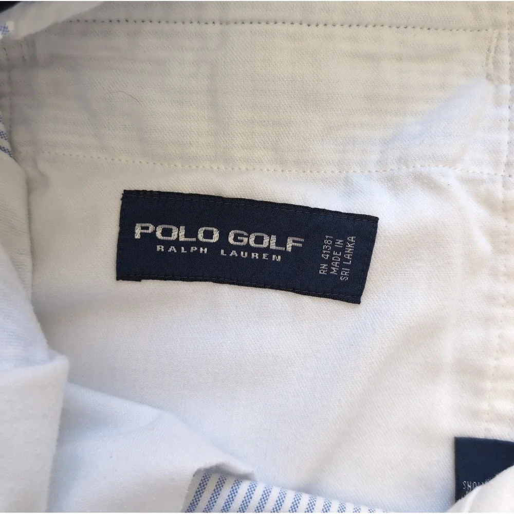 Polo Ralph Lauren Golf Shorts Mens 36 Blue White Striped Seersucker Classic